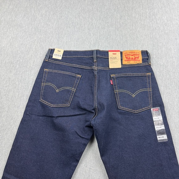 Levis 513 Jeans Mens 34X32 Blue Denim Slim Straight Stretch Flex Dark Wash NWT - Picture 8 of 10